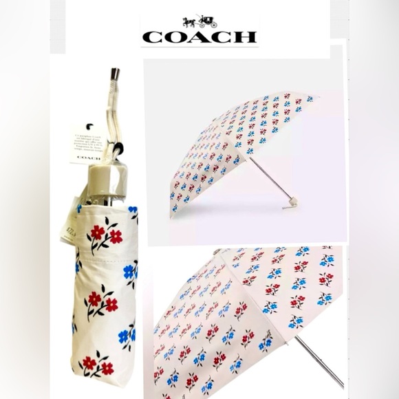 Coach Mini Umbrella In Floral Print. Nylon UV Protection. CU247. NWT. - Picture 1 of 6